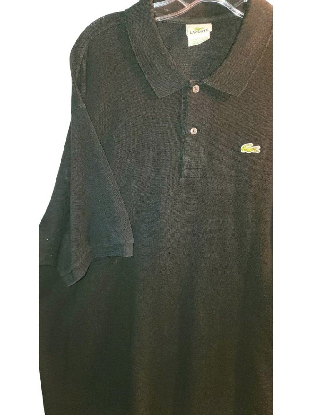 Big Mens Lacoste Size 9/ 4x Solid Black Polo Shirt Logo  •61